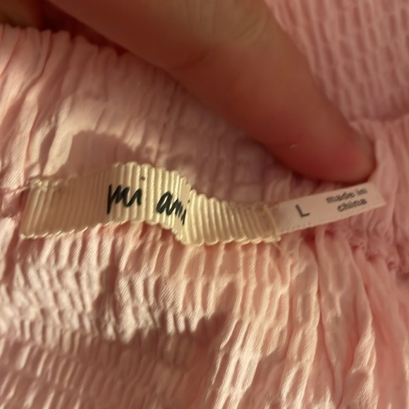 Mi ami women’s blouse large shirt top tie back peplum ruffle pink - Picture 6 of 9